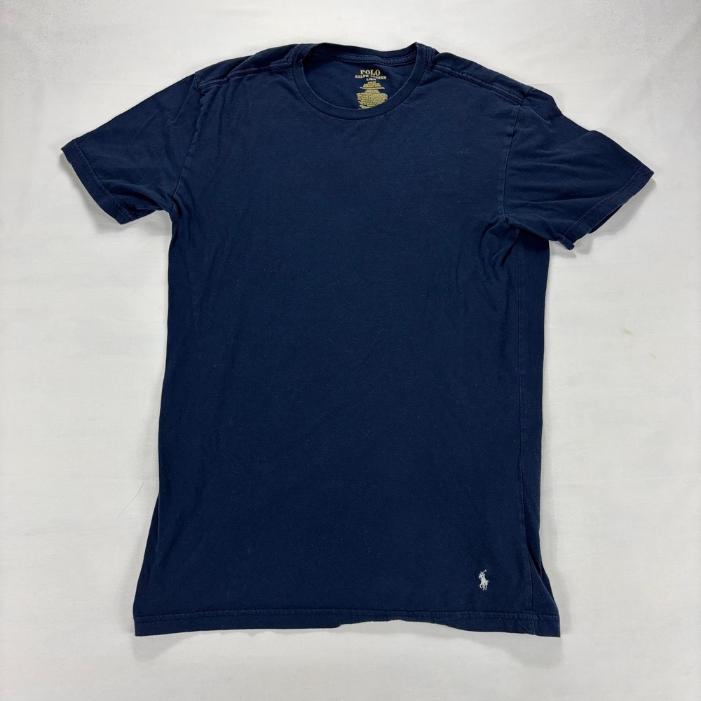 Polo Ralph Lauren Navy‎ Blue Slim Fit Crew Neck T Shirt Mens L Basic Cotton